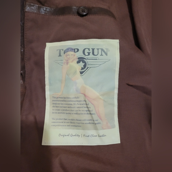 Top Gun Brown Real Leather Vintage Style Jacket NWOT - 2X - Picture 5 of 5